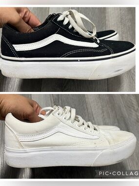 Vans Old Skool Core Shoes 2 pairs / black and white / size 8.5W or 7M